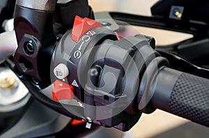 Close up start,stop,mode switch button of motorcycle