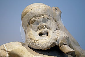 Close up of a statue in the archaeological site of Olympia