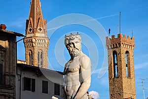 Statue of Neptune the Roman God - Florence Italy