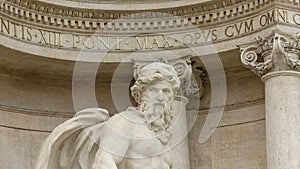 Close up of the statue of oceanus at trevi fountain in rome