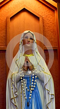 Close up of Statue of Our lady of grace virgin Mary