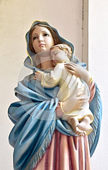 Close up of Statue of Our lady of grace virgin Mary