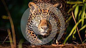 Stealthy Jaguar on the Prowl. Generative AI photo