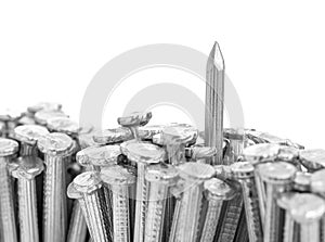 Close up steel concrete nails