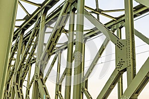 Close-up of the steel structure of the south bridge near the city of Mainz