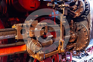 Close-up of steerage of a steam locomotive