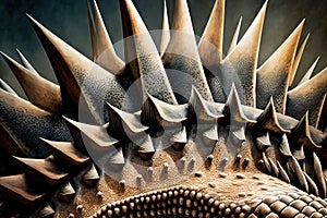 close-up of the stegosaurus's skin, with its unique texture and pattern visible