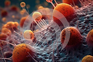 close-up of stem cells under a microscope