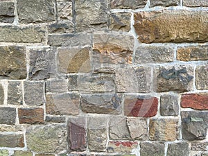 Close Up Stone Wall Texture with big bricks on ancient historic church in Germany, Europe no 2