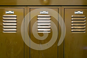 Close up of storage lockers and locker numbers