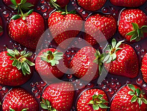 A close up of strawberries in water