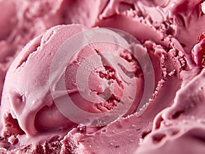 Close-up of Strawberry Ice Cream Scoop