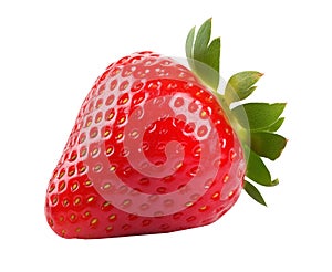 A close up of a strawberry isolated on white