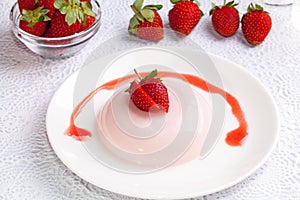 Close Up Strawberry Pudding dessert