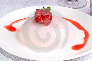 Close Up Strawberry Pudding dessert