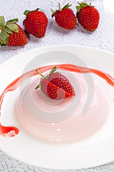 Close Up Strawberry Pudding dessert