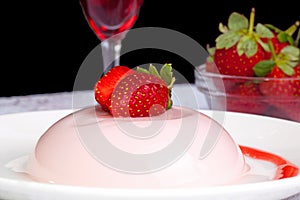 Close Up Strawberry Pudding dessert