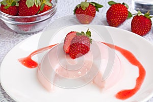 Close Up Strawberry Pudding dessert