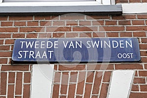 Close Up Street Sign Tweede Van Swindenstraat At Amsterdam The Netherlands 20-3-2024