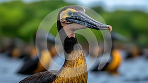 Close-up of a Striking Bird\'s Head and Neck photo