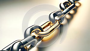 Close-up of Strong Metallic Chain Links, Strength and Security Concept