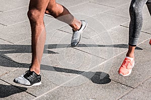 Close up of strong muscular male legs