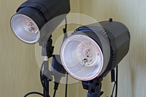 Close up of studio flash light