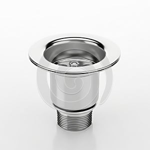 Chrome Sink Drain Strainer with Threaded Pipe on a White Background plumbing kitchen