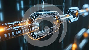 Futuristic Digital Chain Link Data Security Blockchain Technology Cyber Security Concept AI generated.