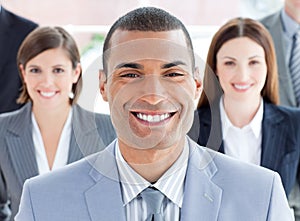 Close-up of successful business team