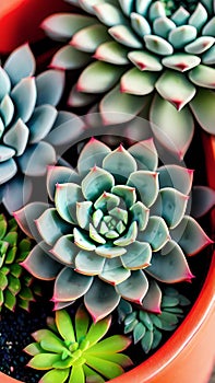 A close-up of a succulent plant in a pot illustration Artificial Intelligence artwork generated