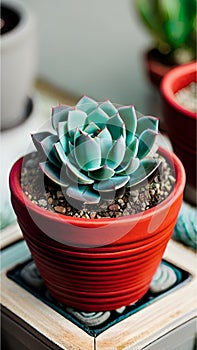 A close-up of a succulent plant in a pot illustration Artificial Intelligence artwork generated