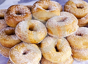 Close up sugar donuts