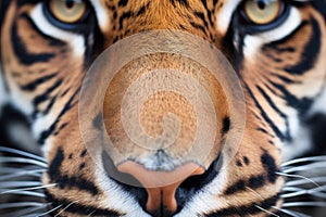 close-up of a sumatran tigers piercing eyes