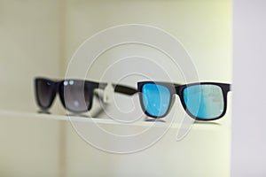 Close-up of sunglasses on display