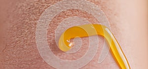 Close up of Sunscreen Protection or Sun Cream on human skin