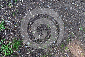 Close up surface of gravel and concrete ground textures in high resolution