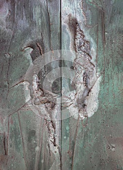 Close-up of The surface old iron door. Abstract texture background