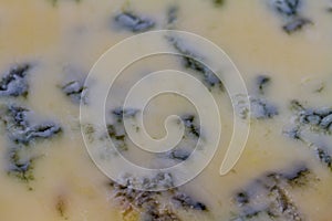 Close up of surface of Stilton Cheese forming background