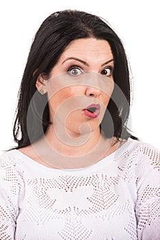 Close up of surprised woman face