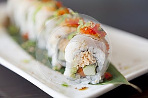 Close up of a sushi roll