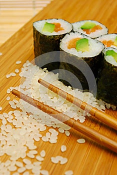 Close up of sushi rolls
