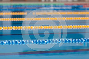 Close up of swim lanes in swimming pool