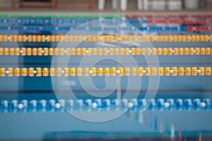 Close up of swim lanes in swimming pool