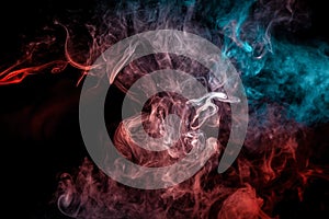 Close up swirling smoke on black isolated background