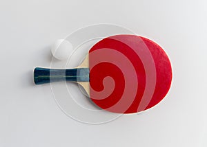 Close up of table tennis rackets with ball
