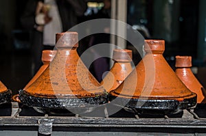Close-up tagines in Marrakech, Morocco photo