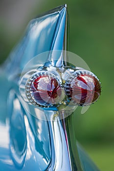 Close up of the tail lights of a classic car from 1959