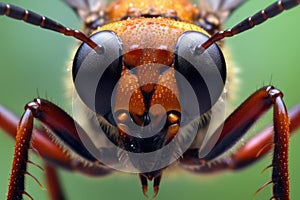 close-up of tarantula hawk wasp eyes and antennae