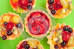 Close-up of tarts with strawberry and other fruits